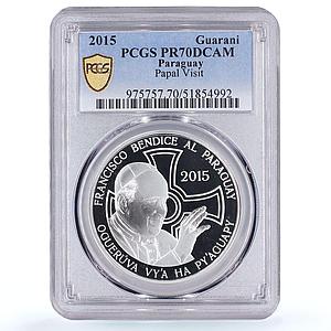 Paraguay 1 guarani Papal Visit Pope Francis Religion PR70 PCGS silver coin 2015