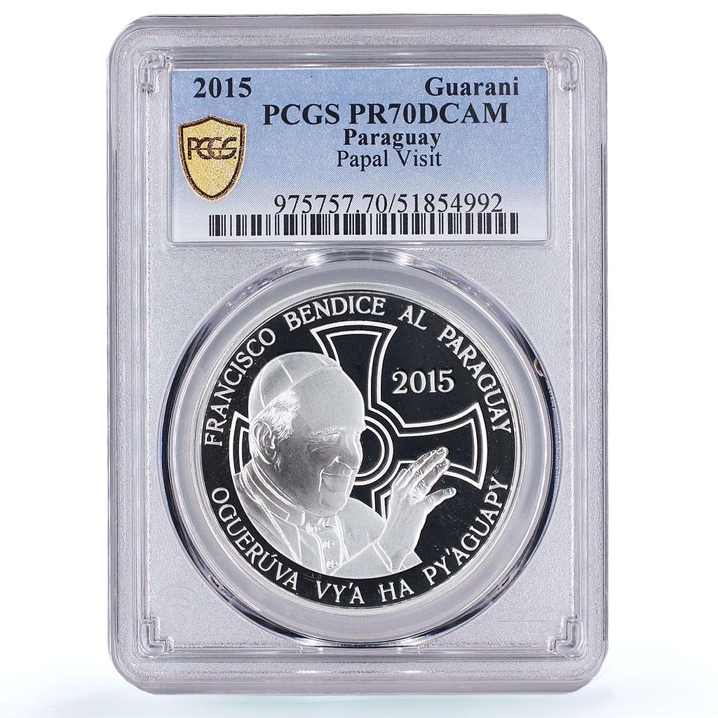 Paraguay 1 guarani Papal Visit Pope Francis Religion PR70 PCGS silver coin 2015