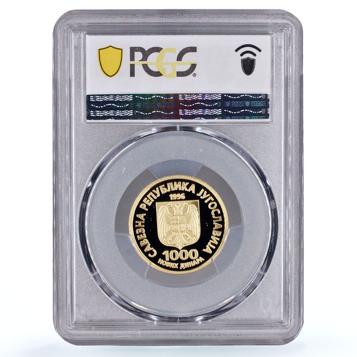 Yugoslavia 1000 dinara Nikola Tesla History Science PR70 PCGS gold coin 1996