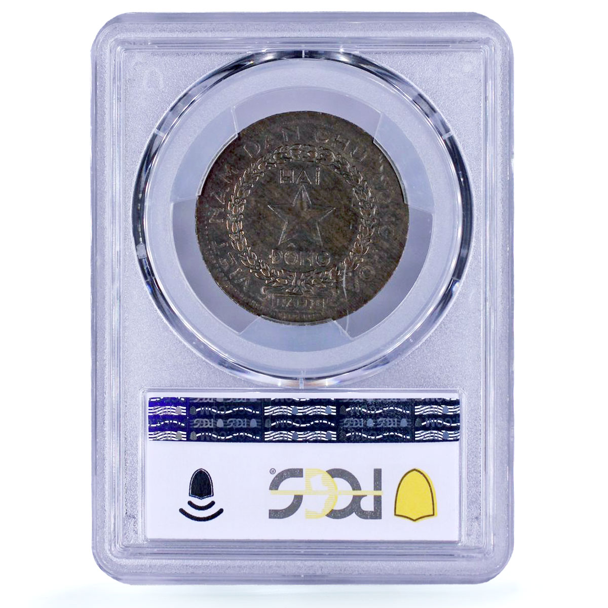 Vietnam 2 dong Communist State Ho Chi Minh KM-4 AU55 PCGS bronze coin 1946