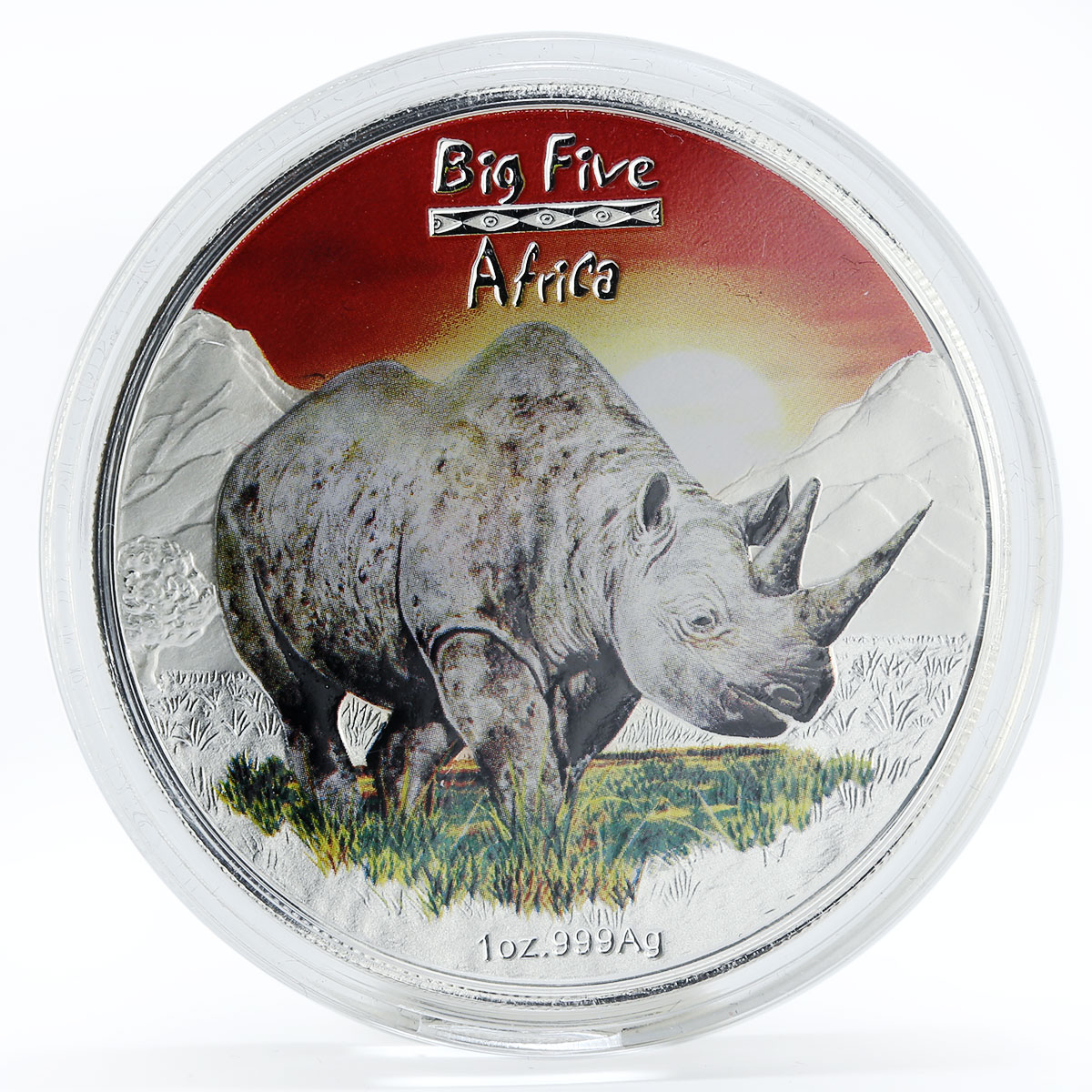Congo set 5 coins Big Five African Animals colored silver coins 2008