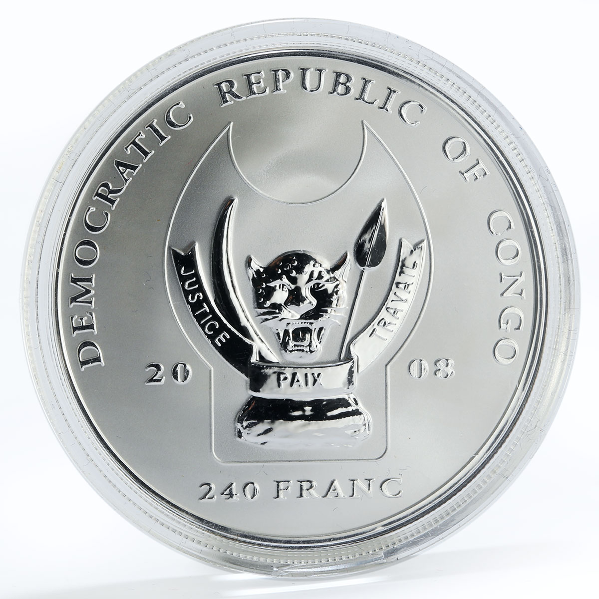 Congo set 5 coins Big Five African Animals colored silver coins 2008