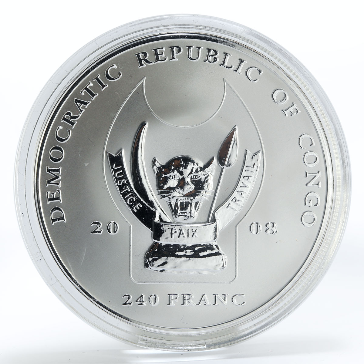 Congo set 5 coins Big Five African Animals colored silver coins 2008