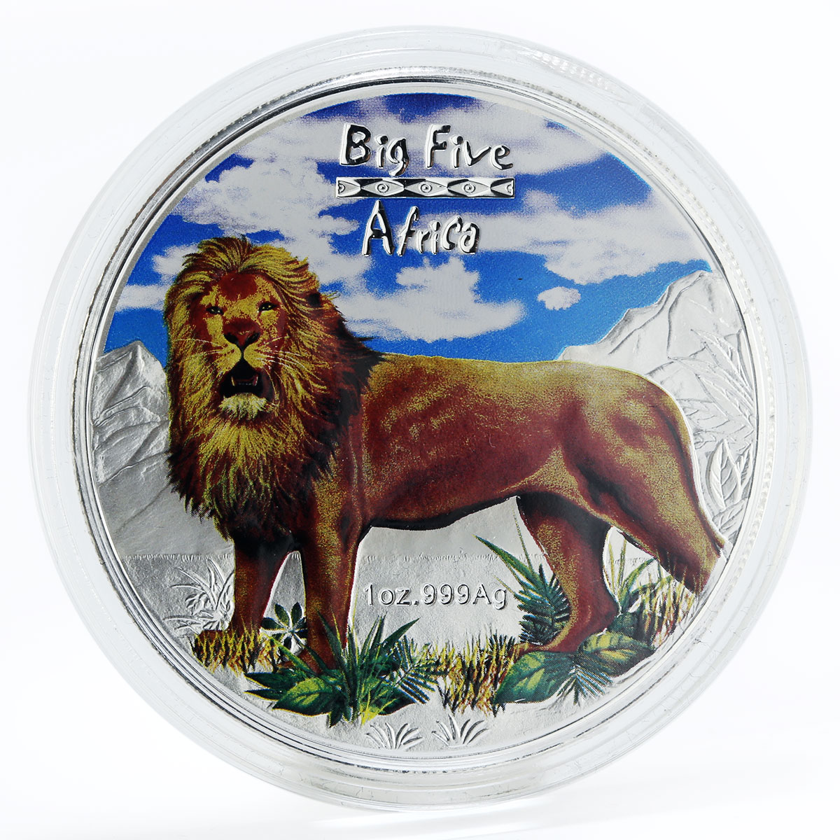 Congo set 5 coins Big Five African Animals colored silver coins 2008