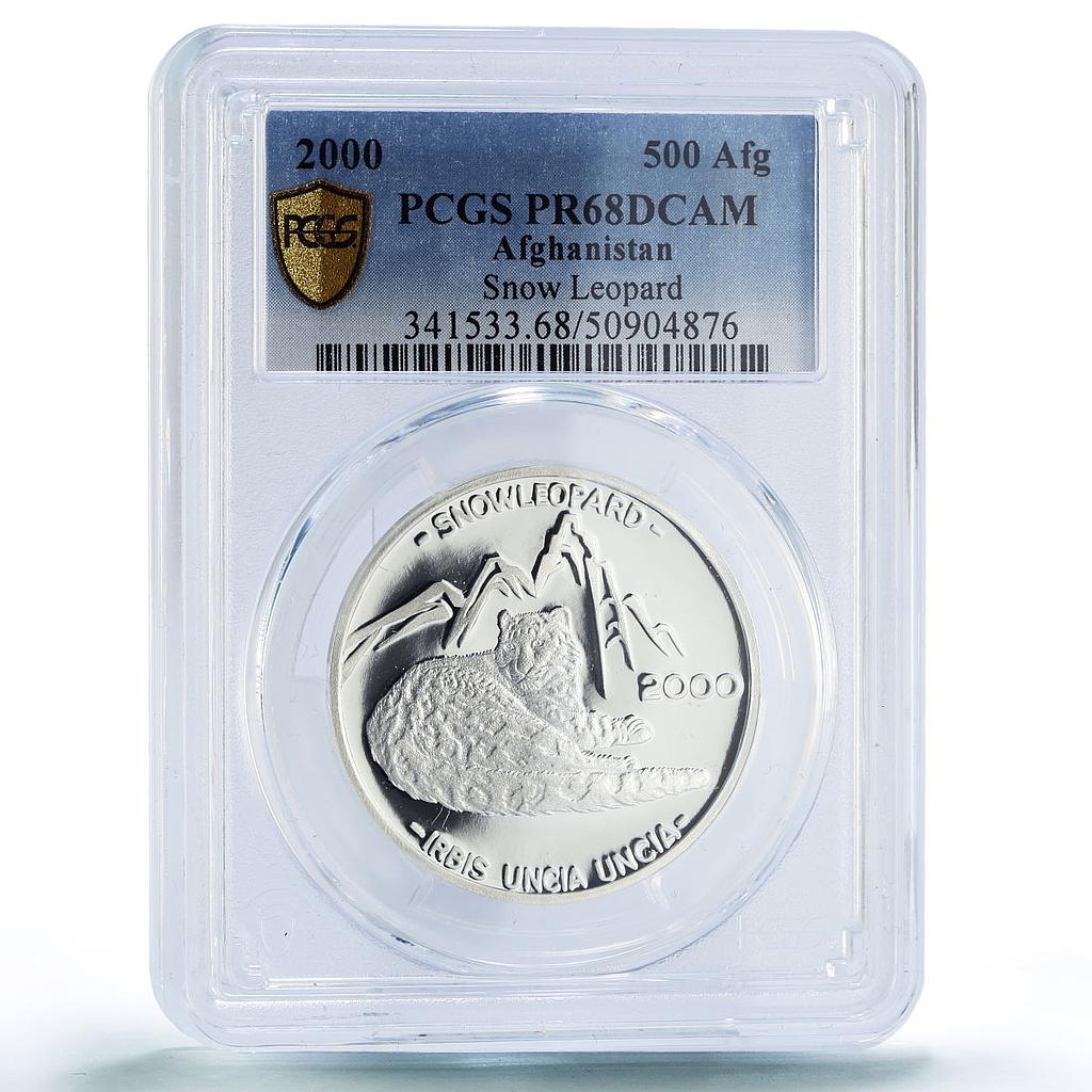 Afghanistan 500 afghanis Snow Leopard Wildlife Fauna PR68 PCGS silver coin 2000