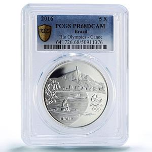 Brazil 5 reais Canoe Rio Olympic Games Sports PR68 PCGS silver coin 2016