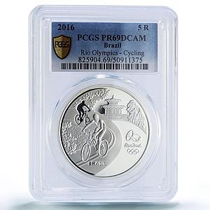Brazil 5 reais Cycling Butterfly Rio Olympic Games PR69 PCGS silver coin 2016