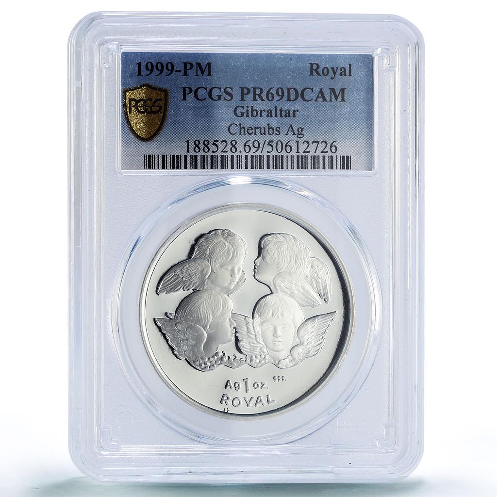Gibraltar 1 royal Four Cherubs Angels Faith Religion PR69 PCGS silver coin 1999