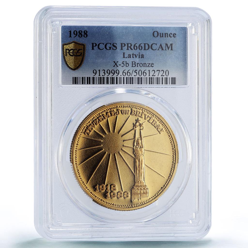 Latvia 1 ounce Independence Legation Series X#5b PR66 PCGS bronze coin 1988