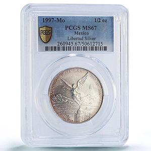 Mexico 1/2 onza Libertad Angel of Independence MS67 PCGS silver coin 1997