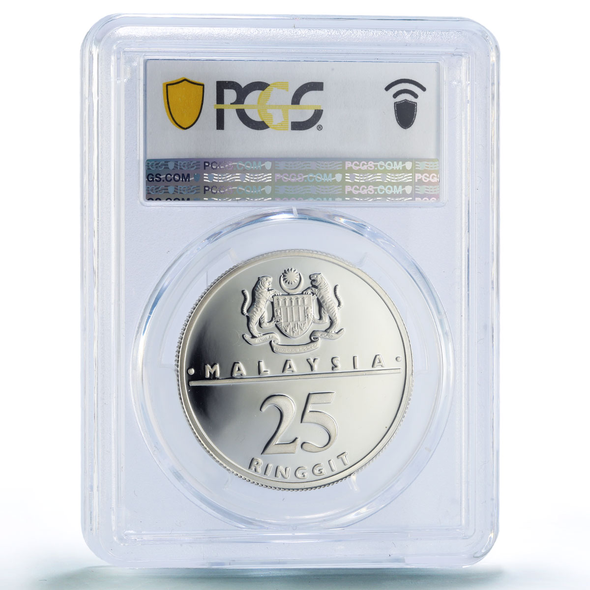 Malaysia 25 ringgit Commonwealth Meeting Politics PR69 PCGS silver coin 1989