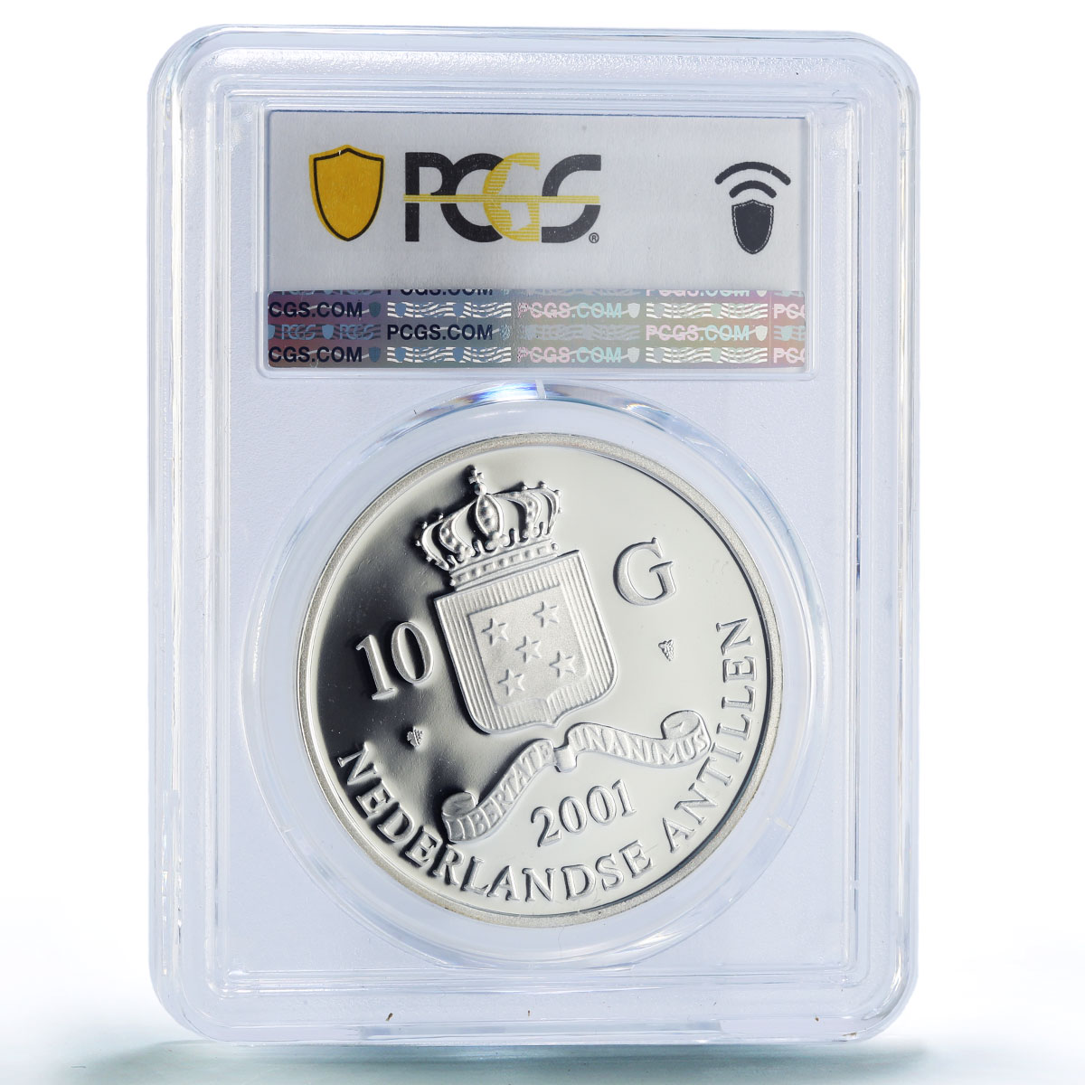 Netherlands Antilles 10 gulden John Jean Le Bon Gilt PR69 PCGS silver coin 2001