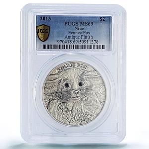 Niue 2 dollars Fennec Fox Wildlife Conservation Fauna MS69 PCGS silver coin 2013