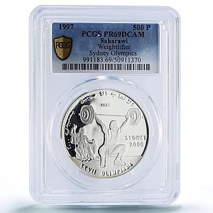 Saharawi 500 pesetas Weightlifter Sydney Olympics PR69 PCGS silver coin 1997