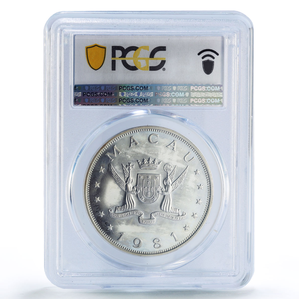China Macau 100 patacas Rooster Year Lunar Calendar PR66 PCGS silver coin 1981