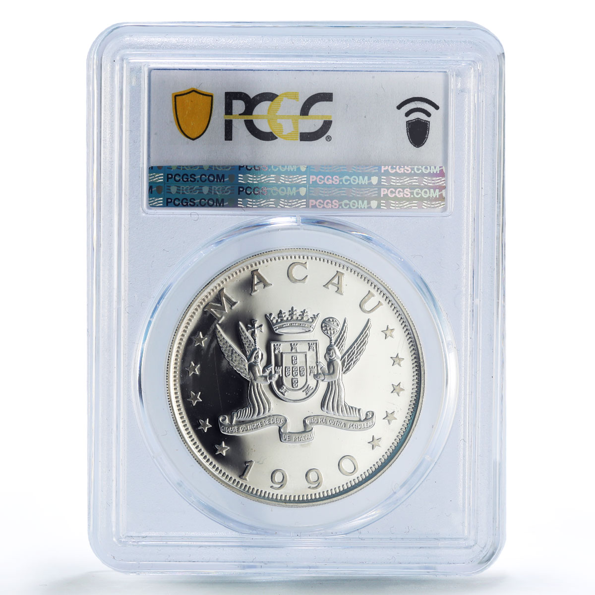 China Macau 100 patacas Horse Year Lunar Calendar PR67 PCGS silver coin 1990
