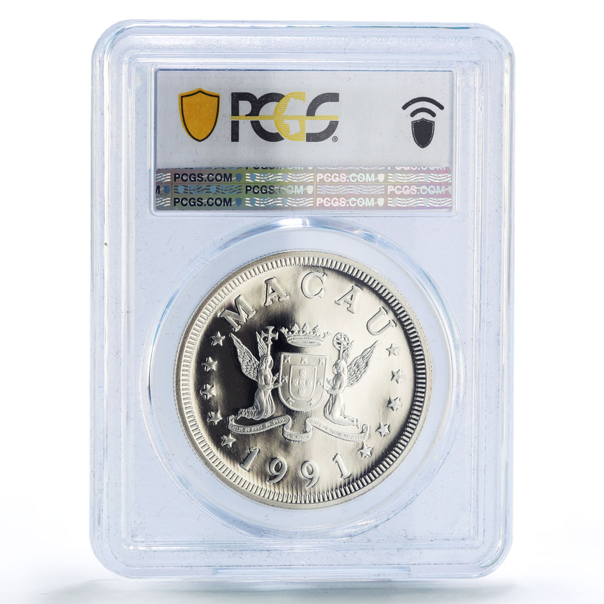 China Macau 100 patacas Goat Year Lunar Calendar PR69 PCGS silver coin 1991