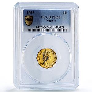 Nigeria 3 pence Federation Coinage Queen Elizabeth PR66 PCGS bronze coin 1959