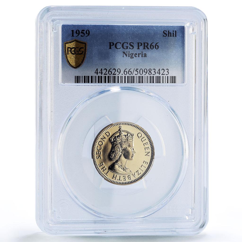 Nigeria 1 shilling Federation Coinage Queen Elizabeth PR66 PCGS CuNi coin 1959