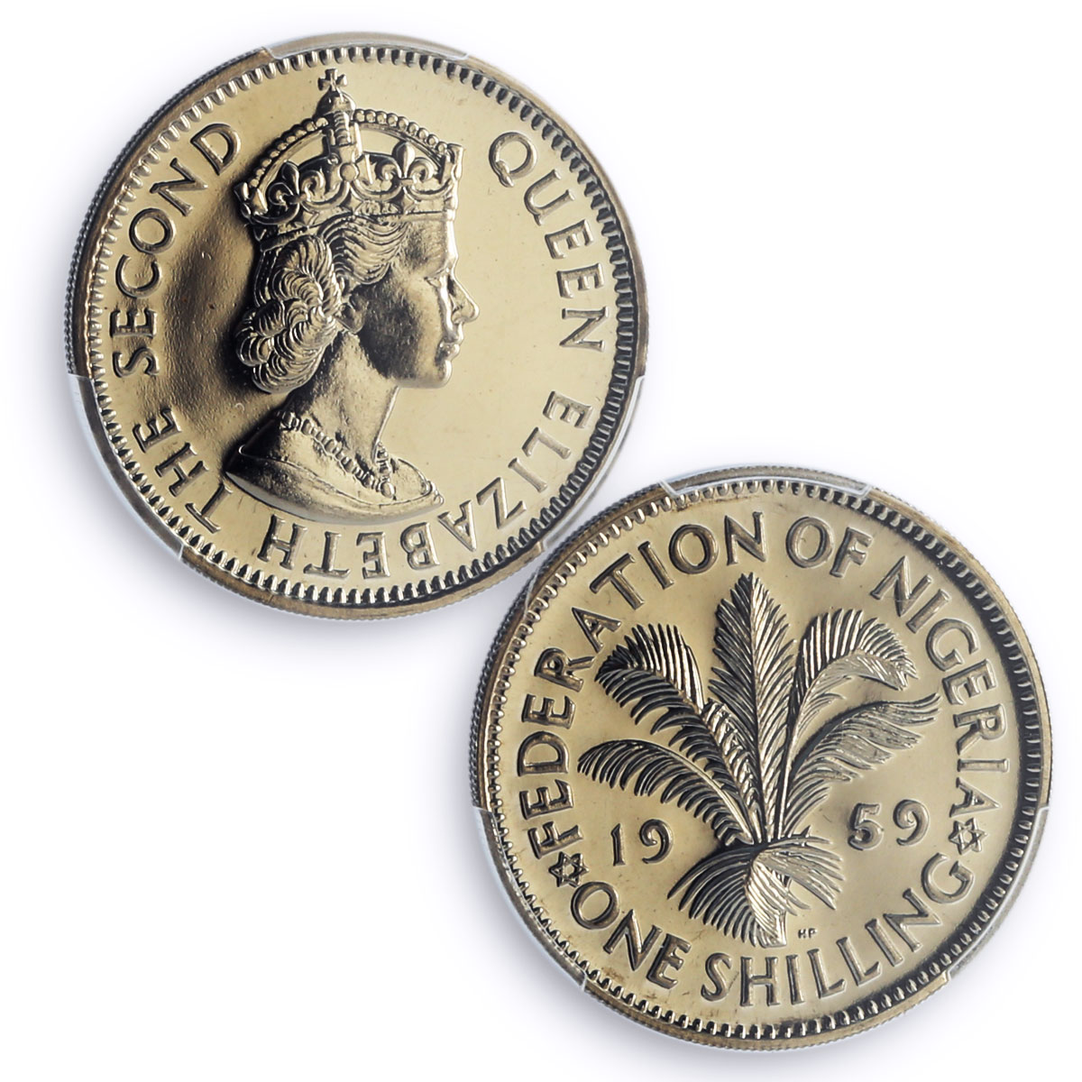 Nigeria 1 shilling Federation Coinage Queen Elizabeth PR66 PCGS CuNi coin 1959