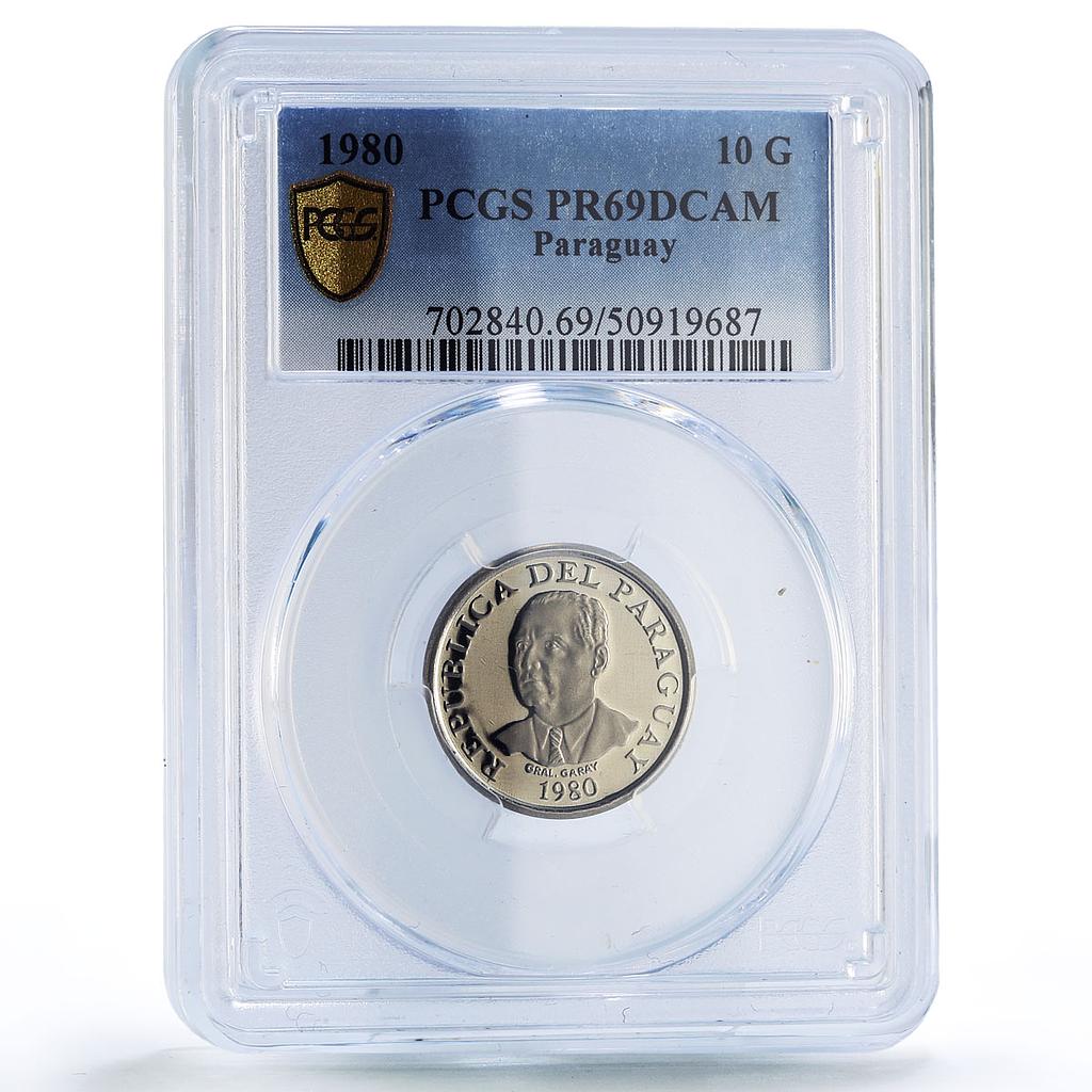 Paraguay 10 guaranies FAO World Food Day Garay Cow PR69 PCGS NiSteel coin 1980