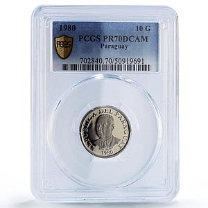 Paraguay 10 guaranies FAO World Food Day Garay Cow PR70 PCGS NiSteel coin 1980