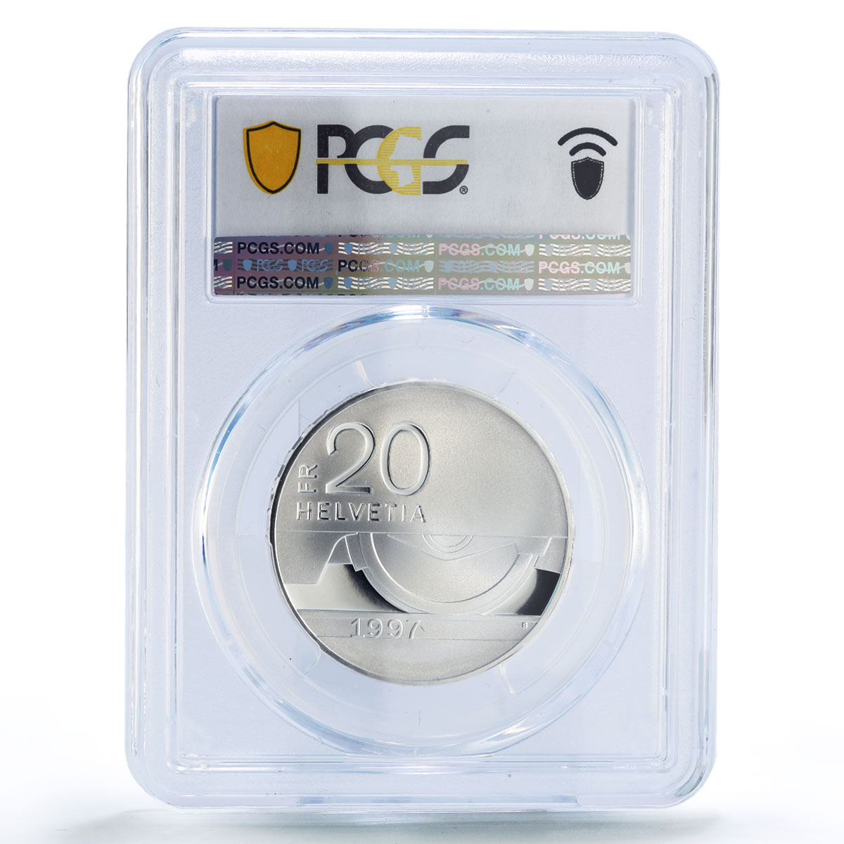 Switzerland 20 francs Swiss Railways Railroads Trains PR70 PCGS silver coin 1997
