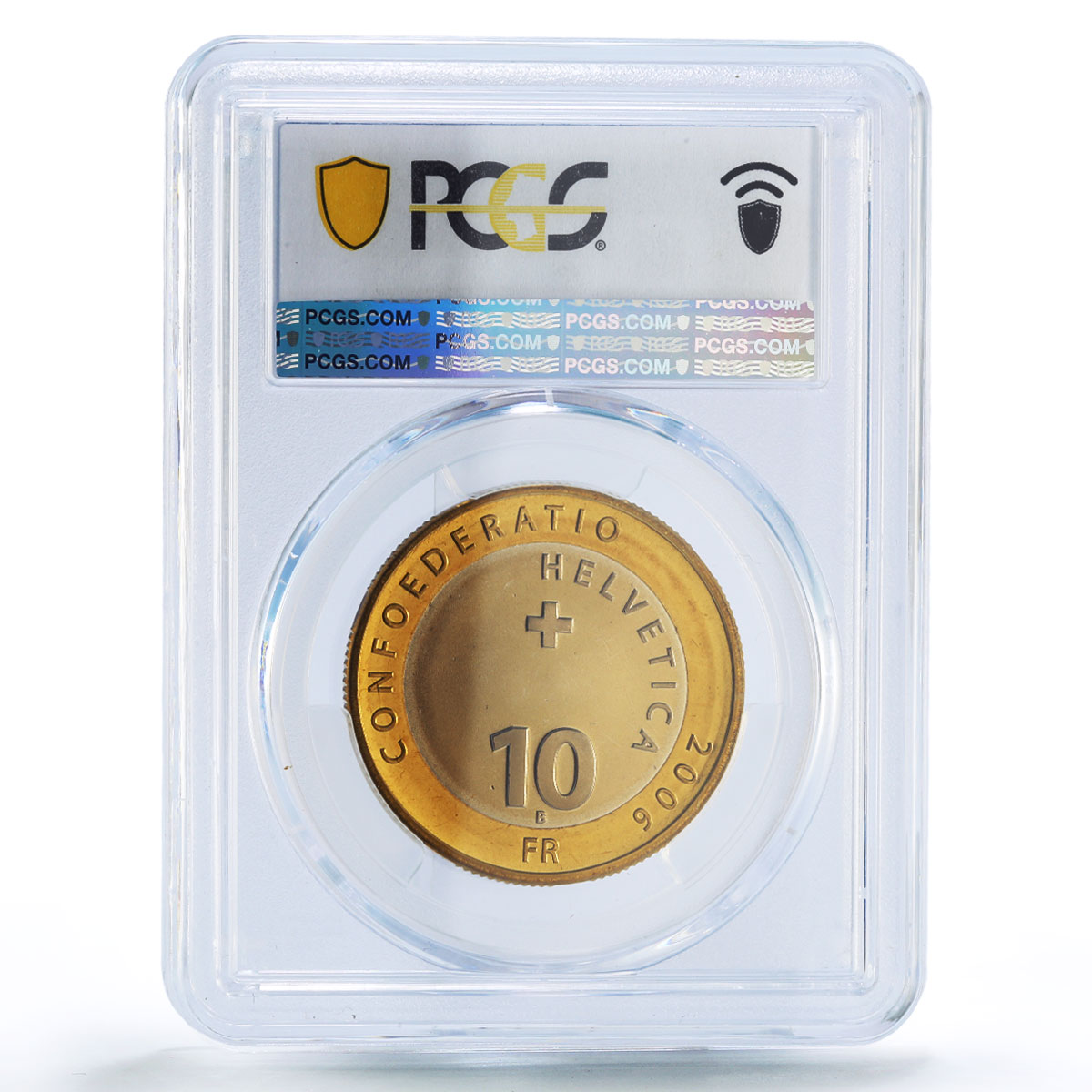 Switzerland 10 francs Piz Bernina Mountains Nature MS69 PCGS bimetal coin 2006