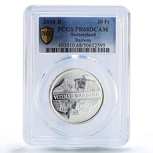 Switzerland 20 francs Vitznau Rigi Railway Trains PR68 PCGS silver coin 2008