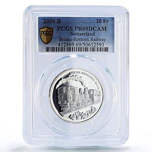 Switzerland 20 francs Brienz Rothorn Railway Trains PR69 PCGS silver coin 2009