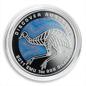 Australia 1 dollar Emu Discover Australia silver coin 2011