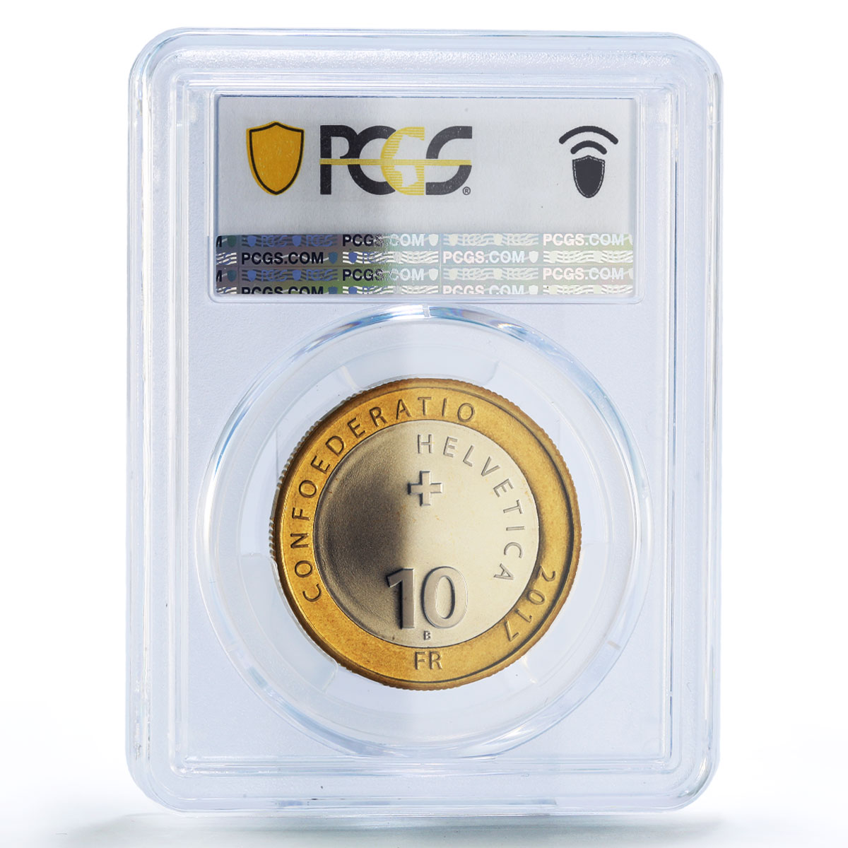 Switzerland 10 francs Gentian Enzian Flower Flora MS69 PCGS bimetal coin 2017