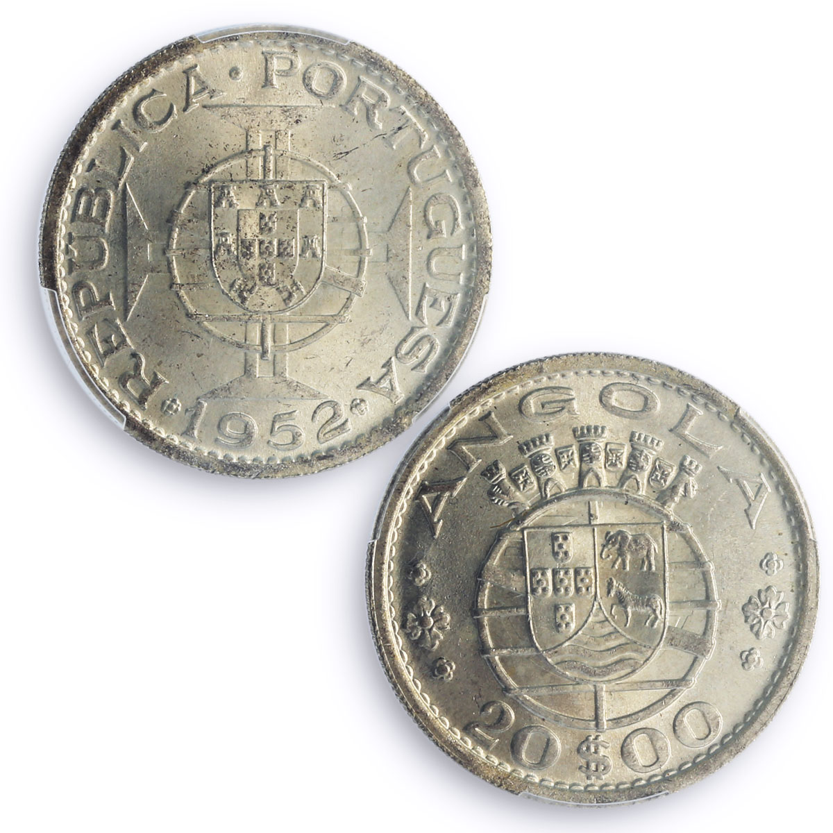 Angola 20 escudos Portugal Coinage KM-74 MS65 PCGS silver coin 1952
