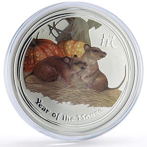 Australia 2 dollars Year of the Mouse Lunar Series 2 Color 2 oz silver coin 2008