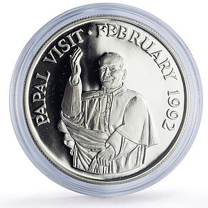 Gambia 10 dalasis Papal Visit Pope John Paul II Religion proof silver coin 1992