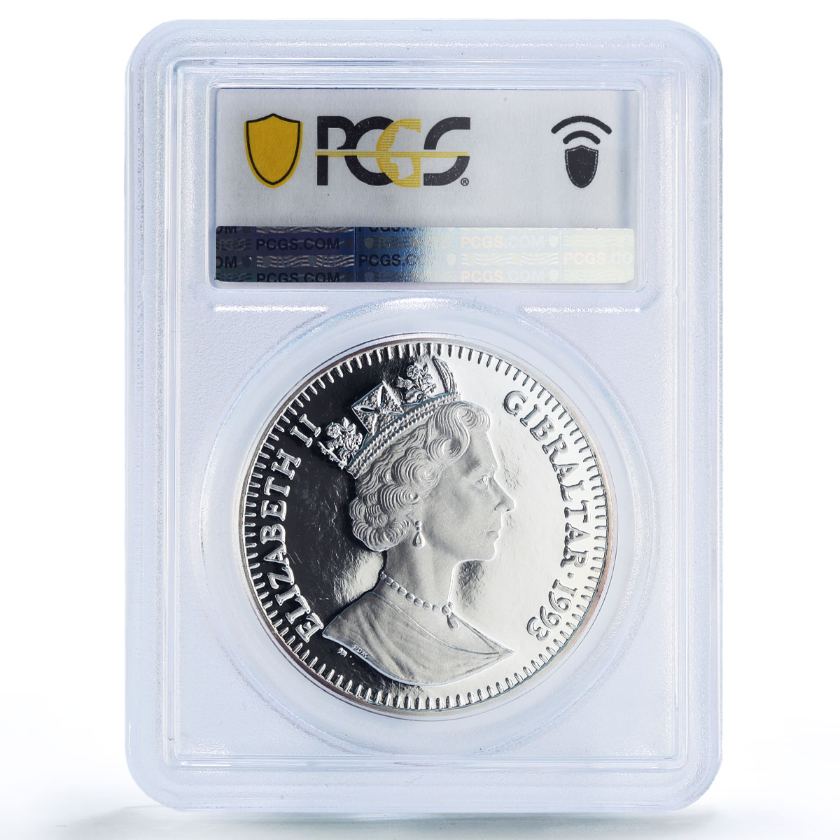 Gibraltar 2 crowns Naruhito Wedding Peacock Bird PR69 PCGS 2 oz silver coin 1993
