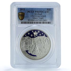 Kiribati 10 dollars Silent Night Christmas Island PR69 PCGS silver coin 2012