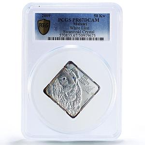 Malawi 50 kwacha White Lion Wildlife Fauna Crystal PR67 PCGS silver coin 2009
