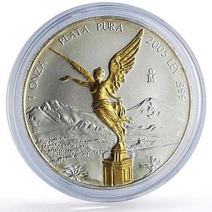 Mexico 1 onza Libertad Angel of Independence Gilt silver coin 2005