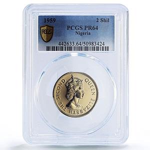 Nigeria 2 shillings Federation Coinage Queen Elizabeth PR64 PCGS CuNi coin 1959