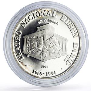 Nicaragua 1 cordoba Ruben Dario Theater Dances Art proof silver coin 1994