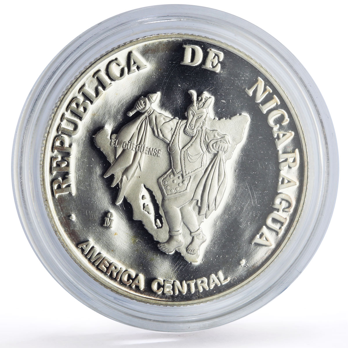 Nicaragua 1 cordoba Ruben Dario Theater Dances Art proof silver coin 1994