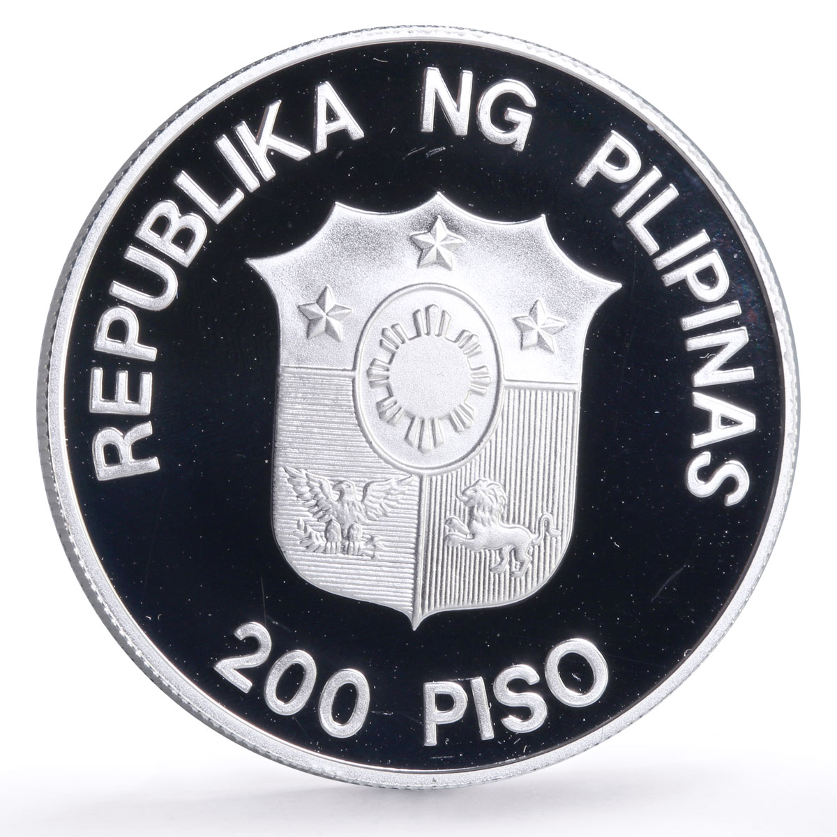 Philippines 200 piso Mindoro Bull Wildlife WWF Fauna proof silver coin 1987