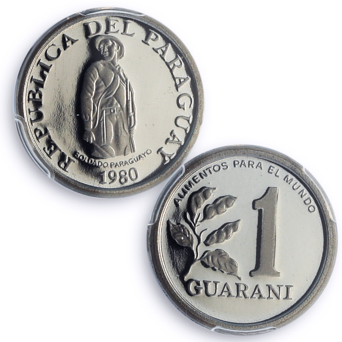 Paraguay 1 guarani FAO World Food Day Soldier Flower PR70 PCGS NiSteel coin 1980