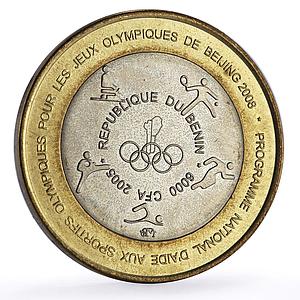 Benin 6000 francs Beijing Olympics Four Africa Fantasy X#45 bimetal coin 2005