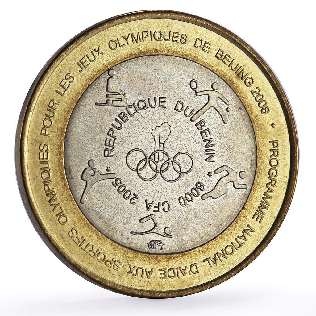 Benin 6000 francs Beijing Olympics Four Africa Fantasy X#45 bimetal coin 2005