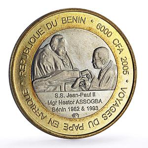 Benin 6000 francs Papal Visit Pope John Paul II Four Africa bimetal coin 2005