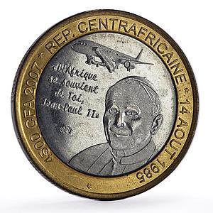 Central Africa 4500 francs John Paul II Plane Elephant Three Africa coin 2007