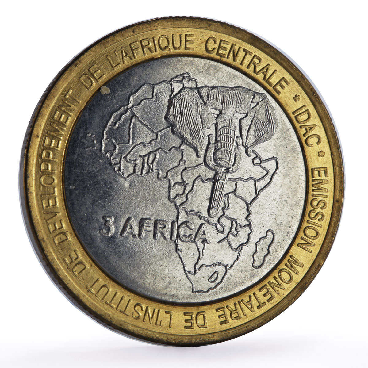 Central Africa 4500 francs John Paul II Plane Elephant Three Africa coin 2007