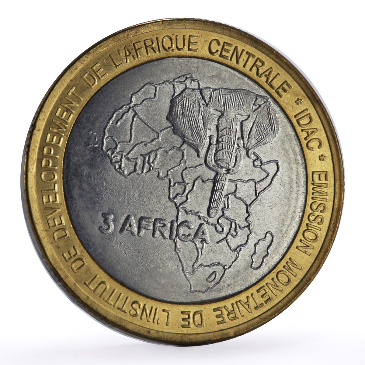 Congo 4500 francs Pope John Paul II Plane Elephant 3 Africa bimetal coin 2005